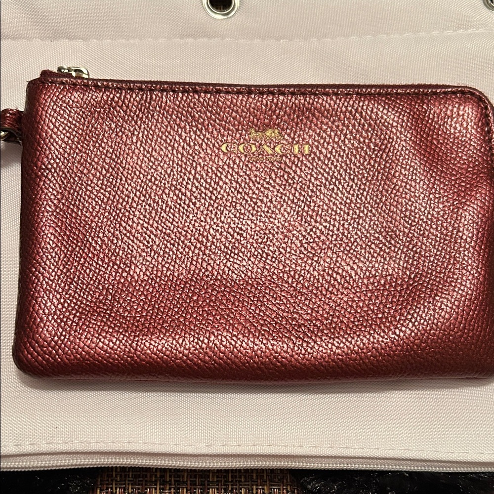 Coach Metallic Red Wristlet